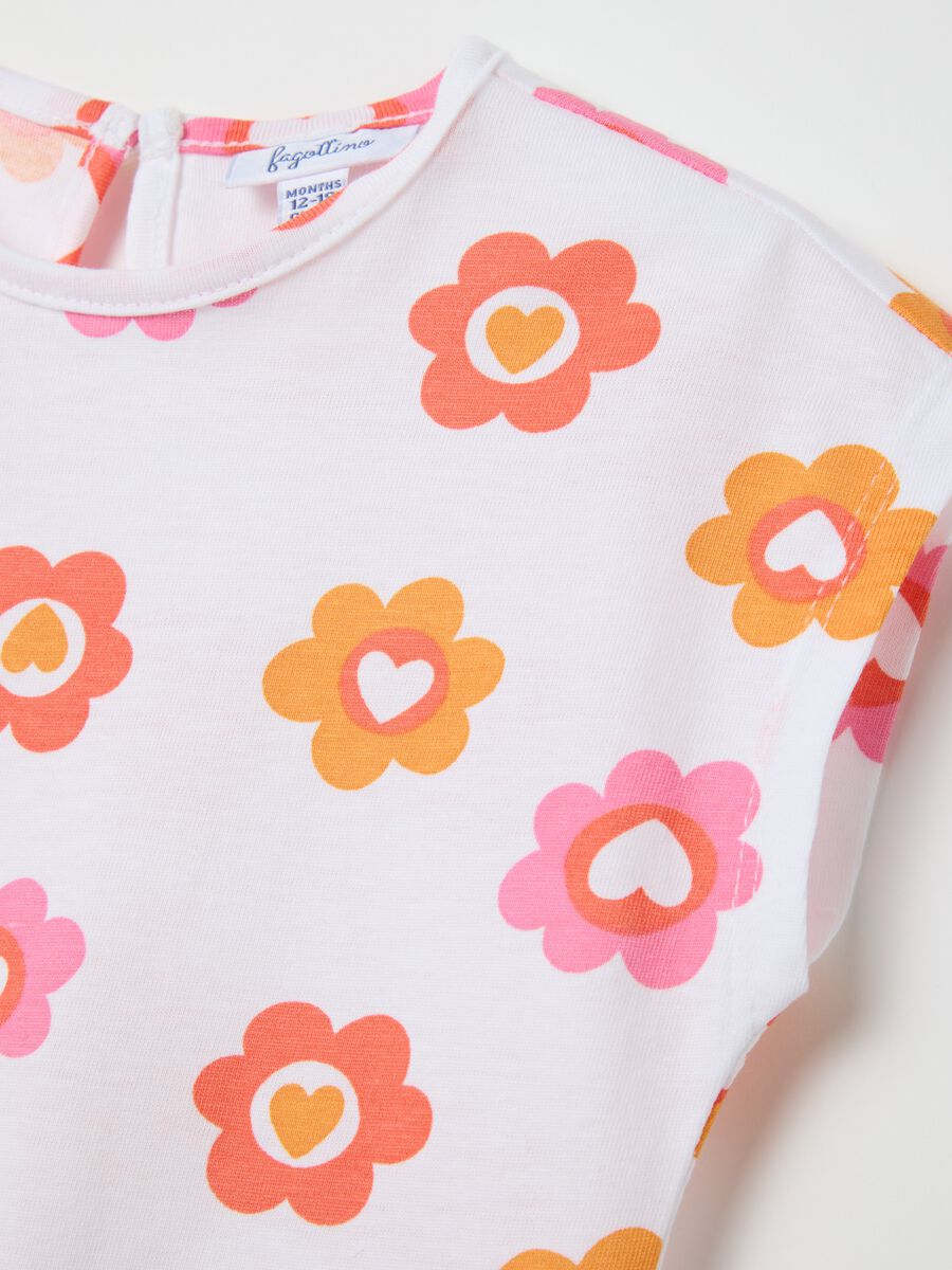 T-shirt bianca smanicata in cotone con stampa _2
