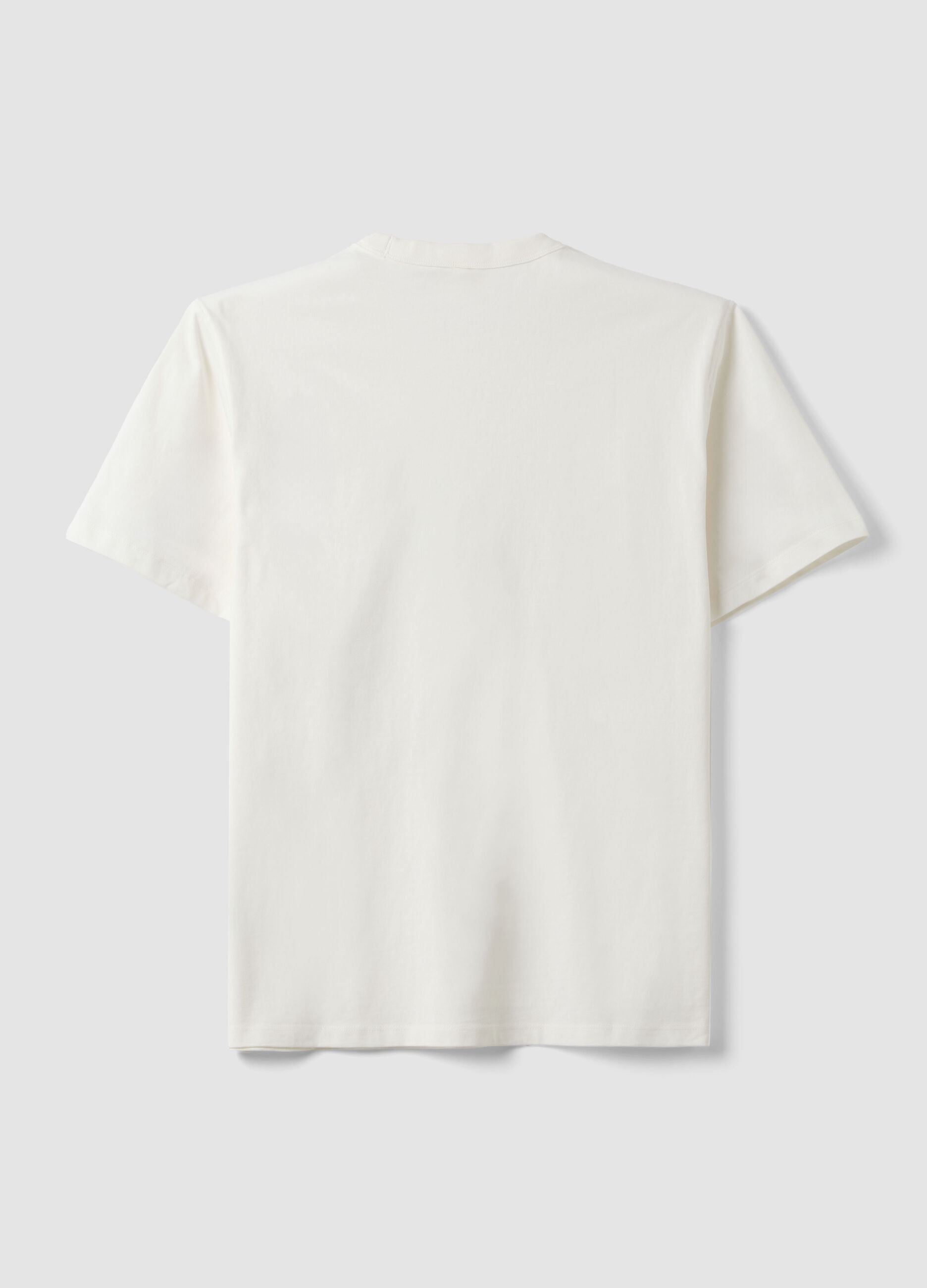 White pure cotton crew-neck T-shirt, relaxed fit