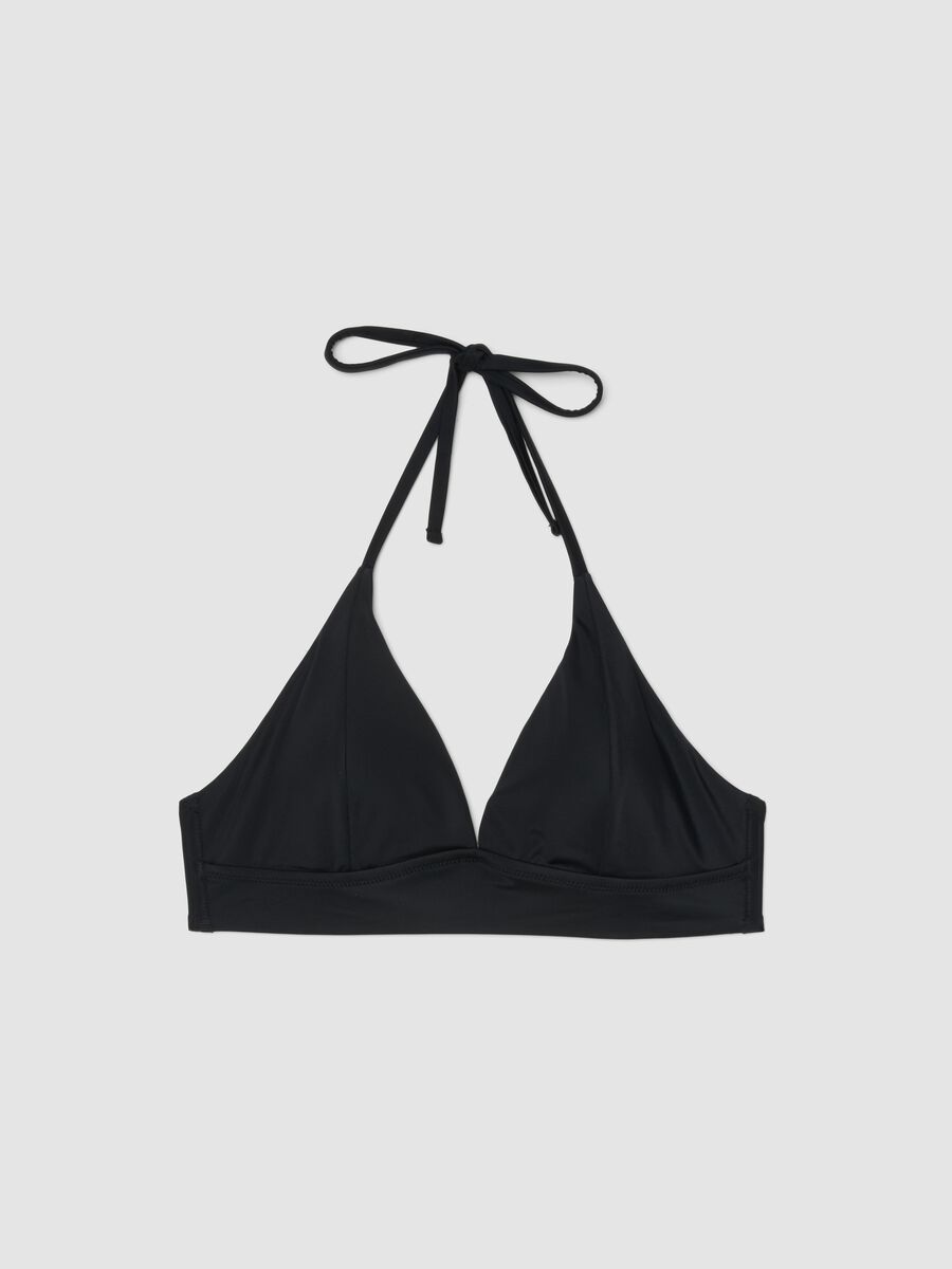 Black stretch bikini top with removable padding_4