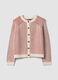 White pure cotton ribbed crew-neck cardigan_4