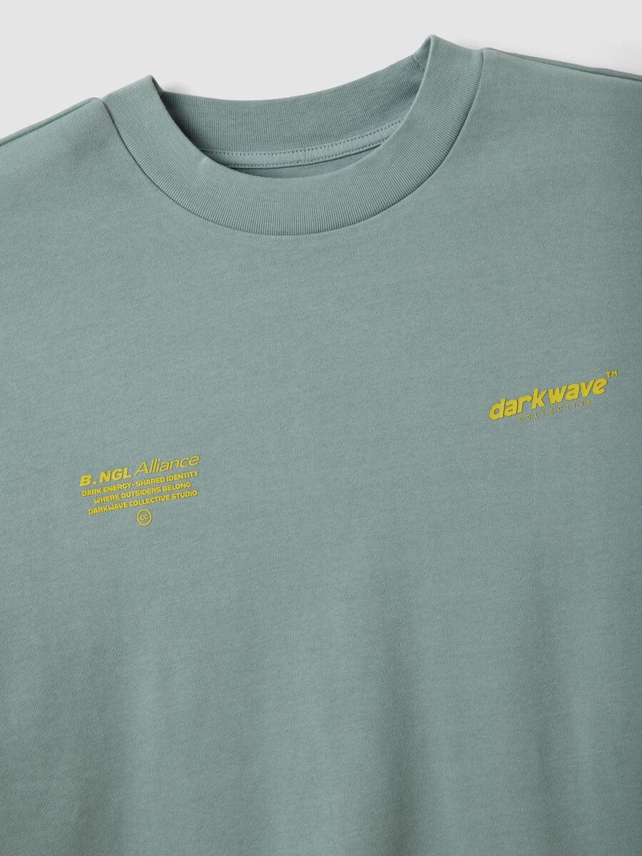 Brown cropped pure cotton boxy-fit T-shirt with print_5