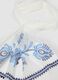 Foulard in puro cotone bianco con ricami floreali blu_1