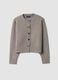 Grey stretch wool crew-neck cardigan, regular fit_0