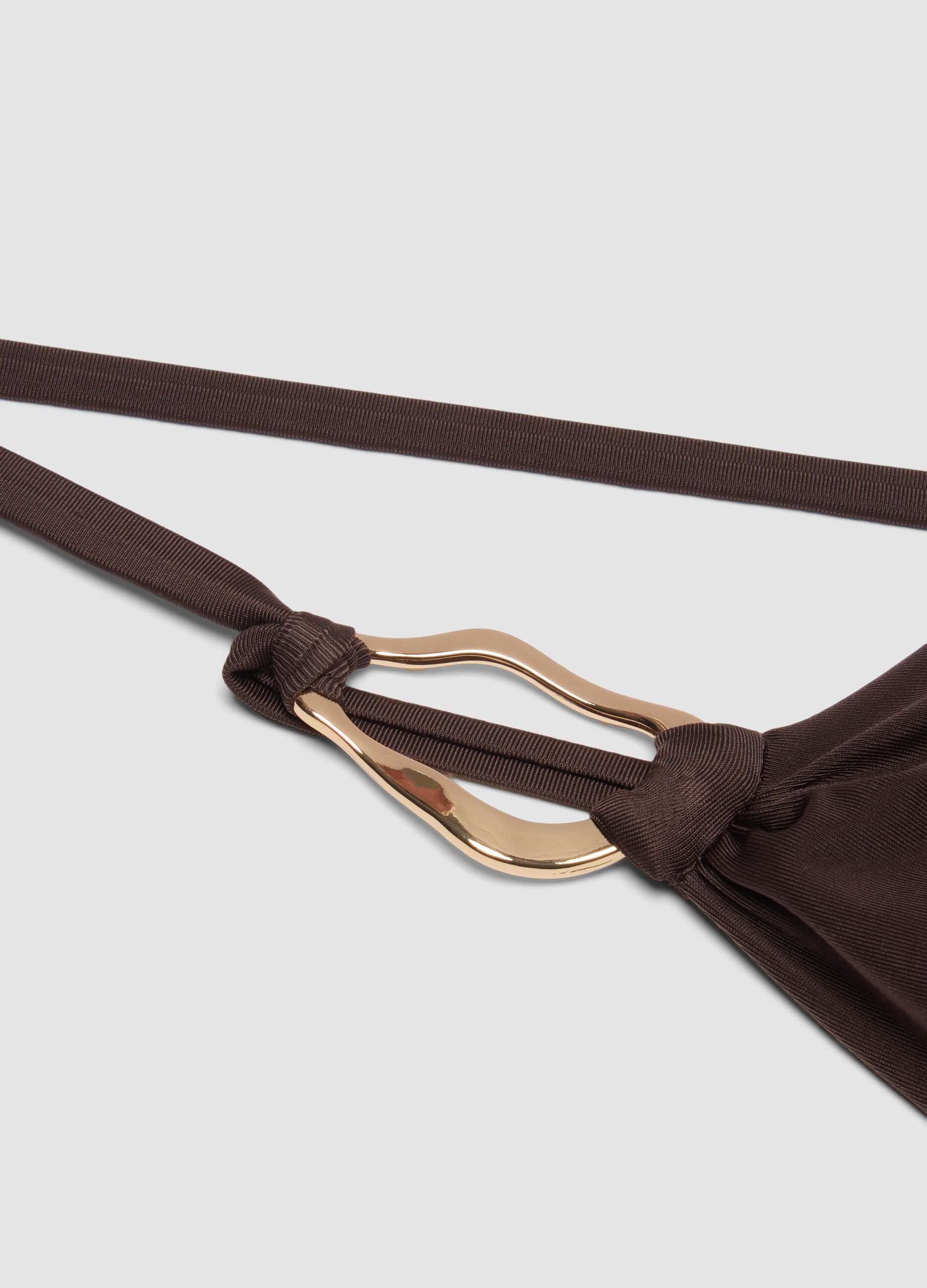Brown one-shoulder swimsuit in stretch fabric