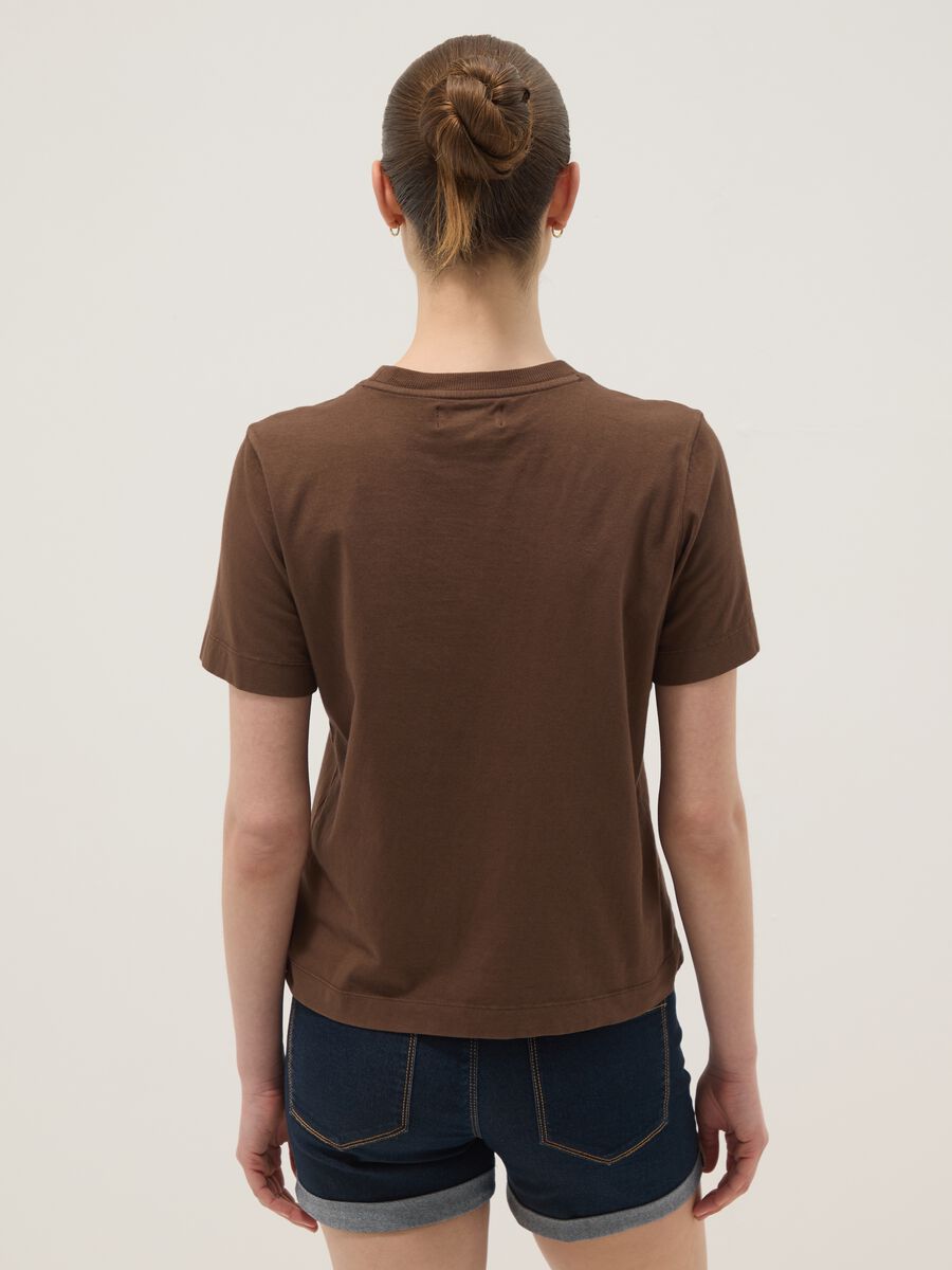 Brown short-sleeve pure cotton T-shirt, regular fit_3