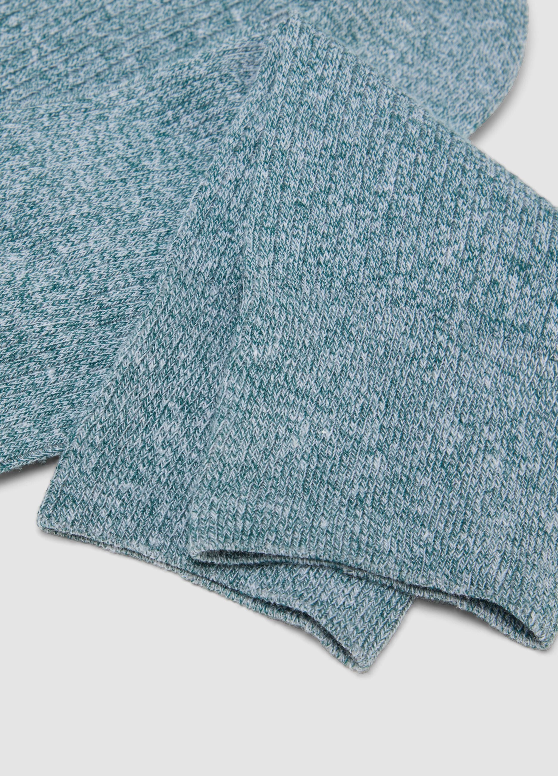 Long green stretch cotton and linen blend socks