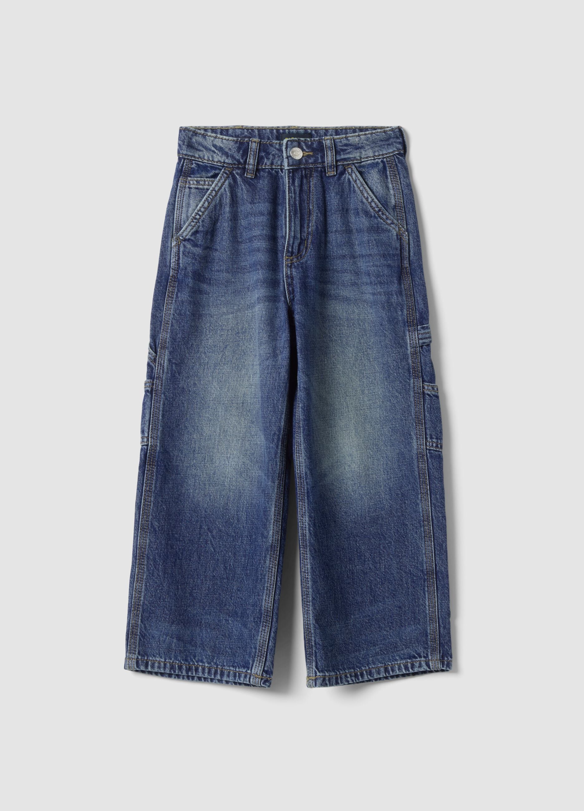Blue pure cotton relaxed-fit jeans