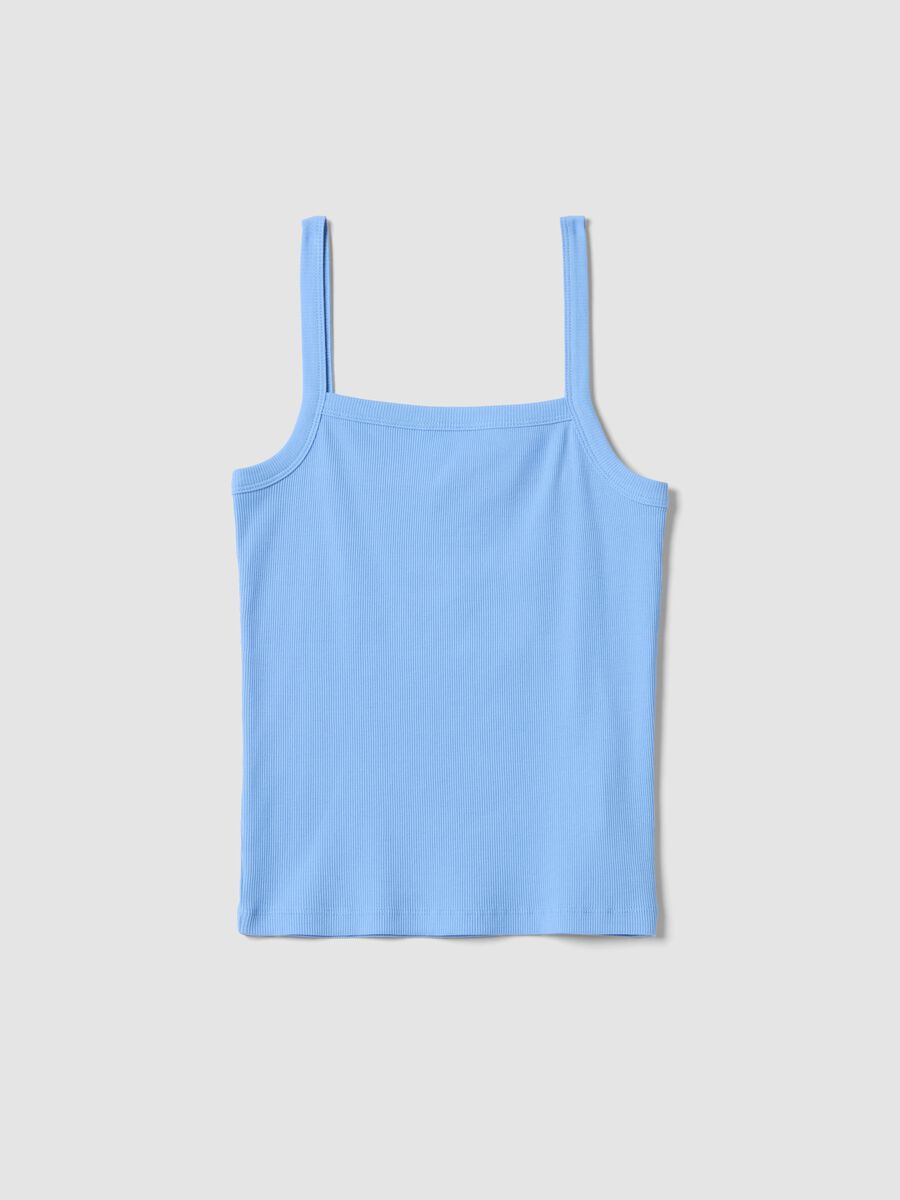 Light blue pure cotton ribbed vest top_4