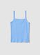 Light blue pure cotton ribbed vest top_4