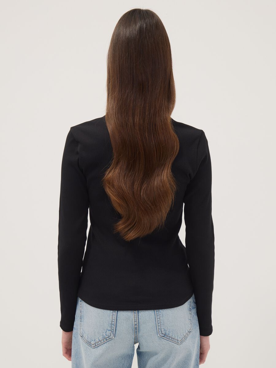 Black long-sleeve pure cotton T-shirt_3