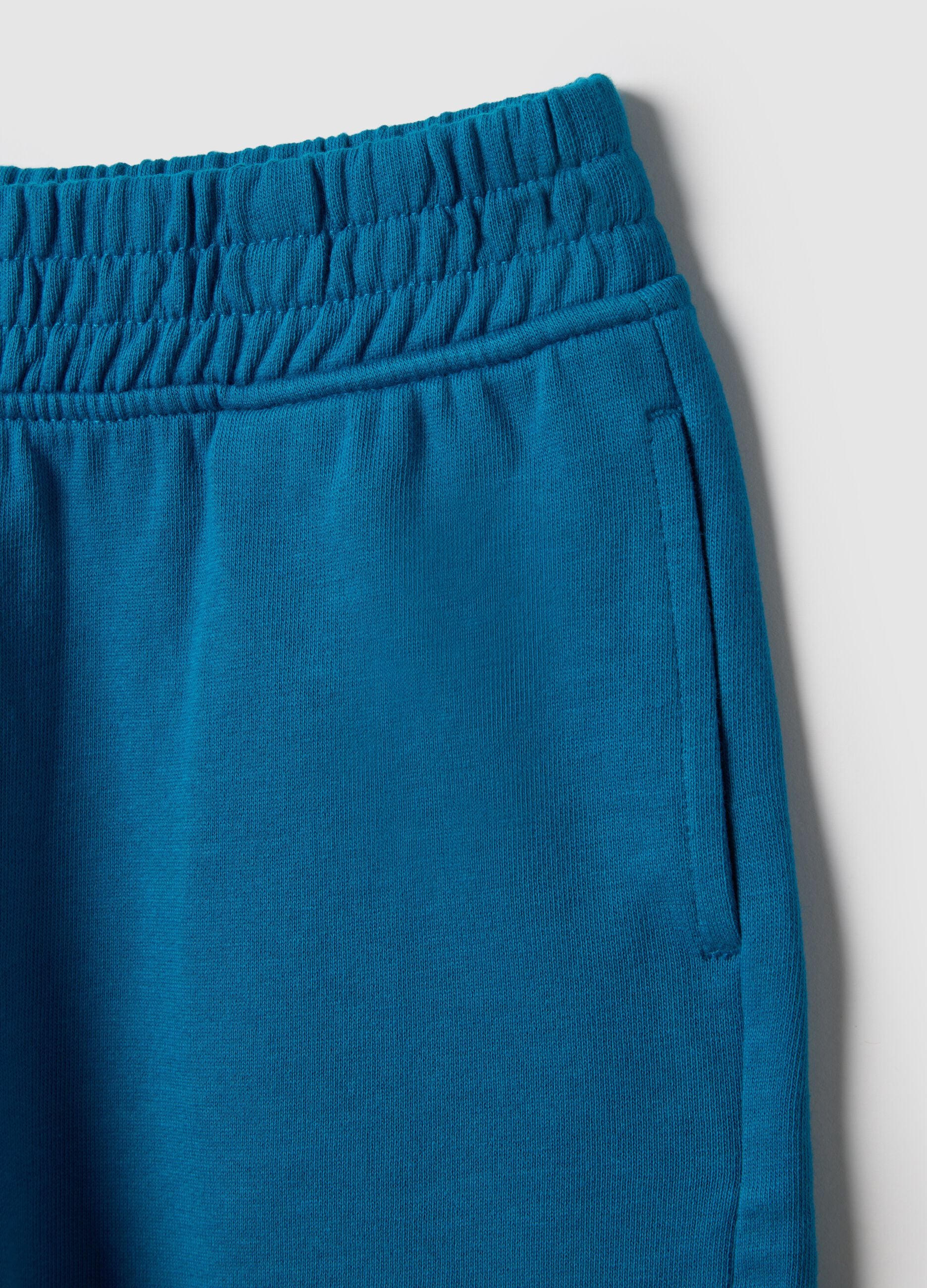 Children's regular fit blue short joggers in pure cotton