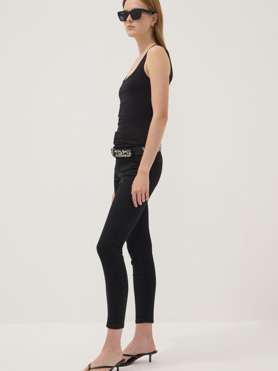 Black skinny-fit stretch cotton and viscose jeans_0