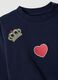Blue pure cotton regular fit sweatshirt with embroidery for girl_2