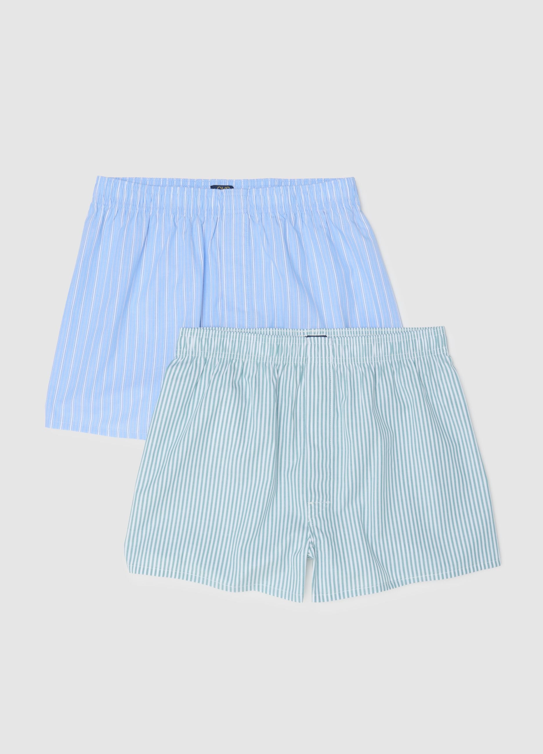 Two-pack boxers in pure cotton with multicolour stripes, regular fit