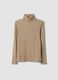 Beige stretch viscose crew-neck jumper, regular fit_0