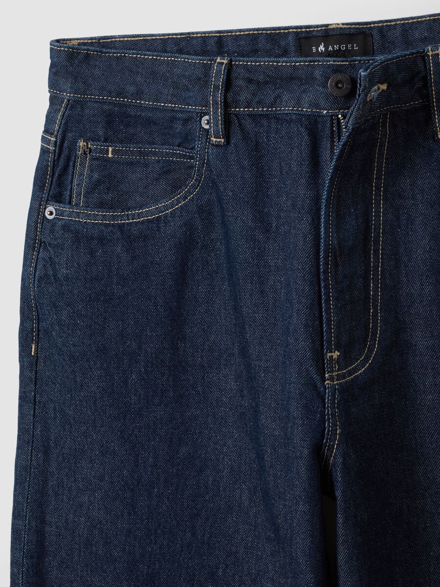 Jeans denim blu in puro cotone baggy fit_1