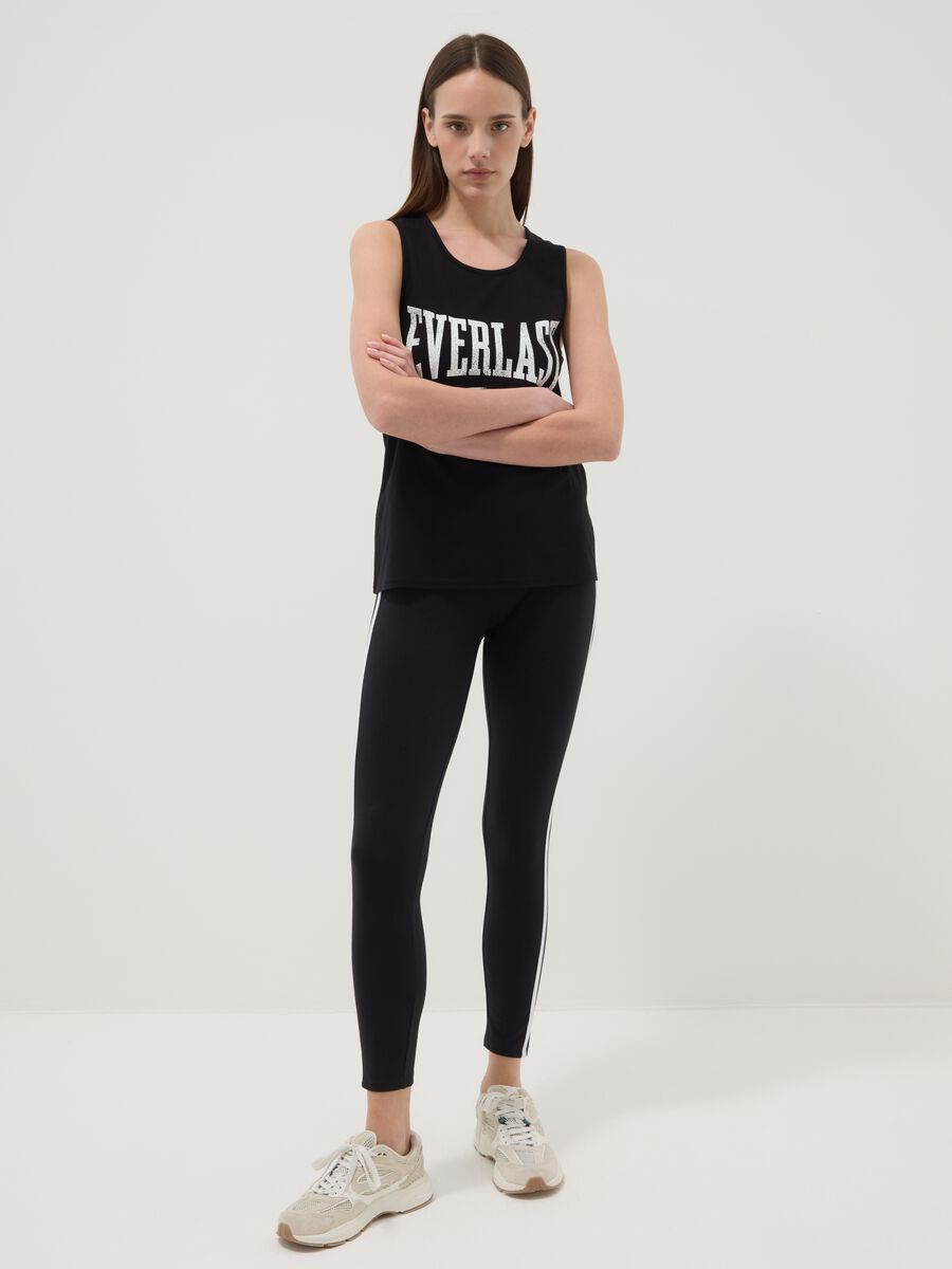 Black pure cotton tank top regular fit with Everlast logo_2