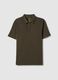 Green short-sleeved cotton blend polo shirt, regular fit_4