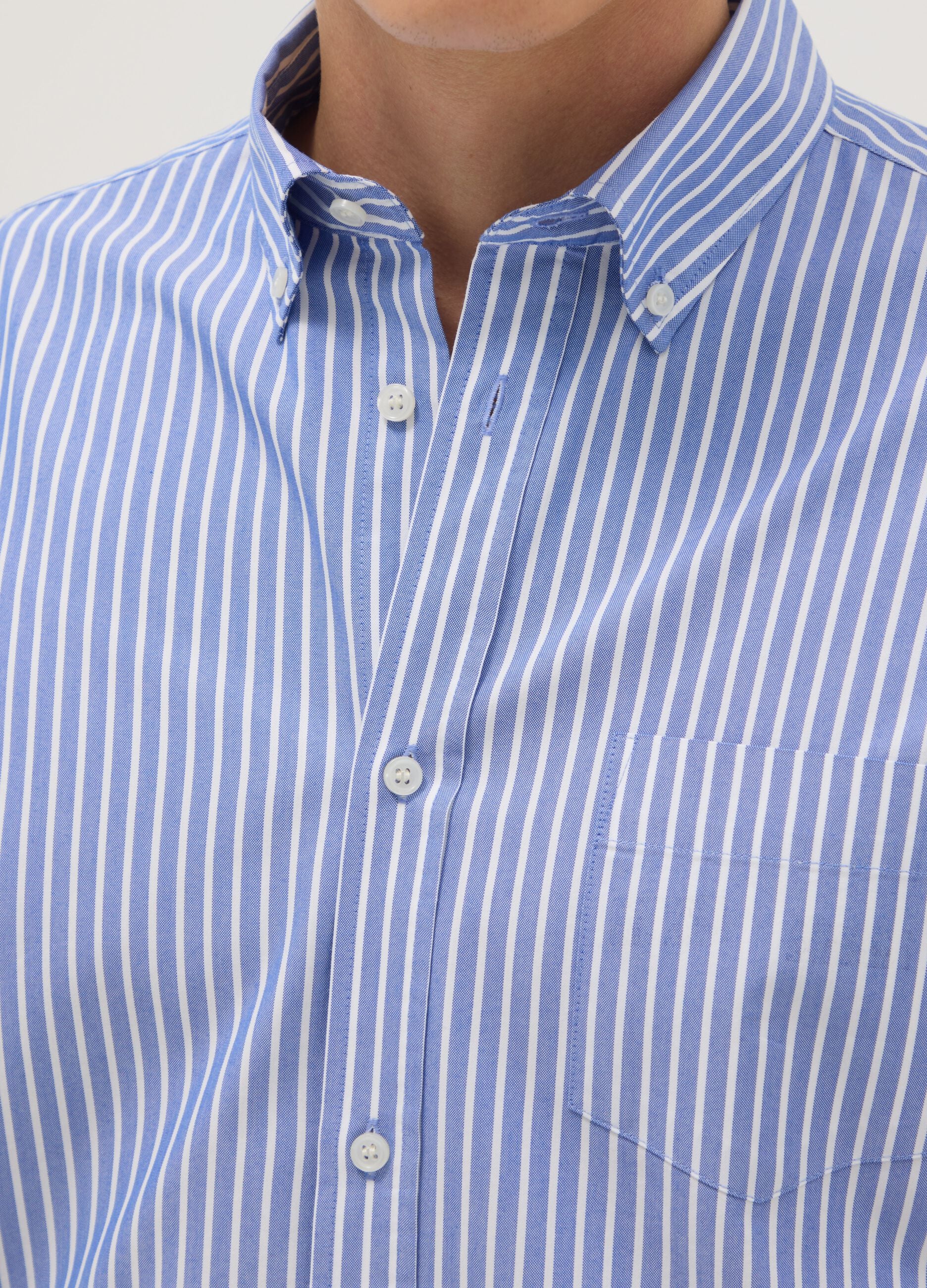 Multicolour striped cotton blend shirt with regular fit