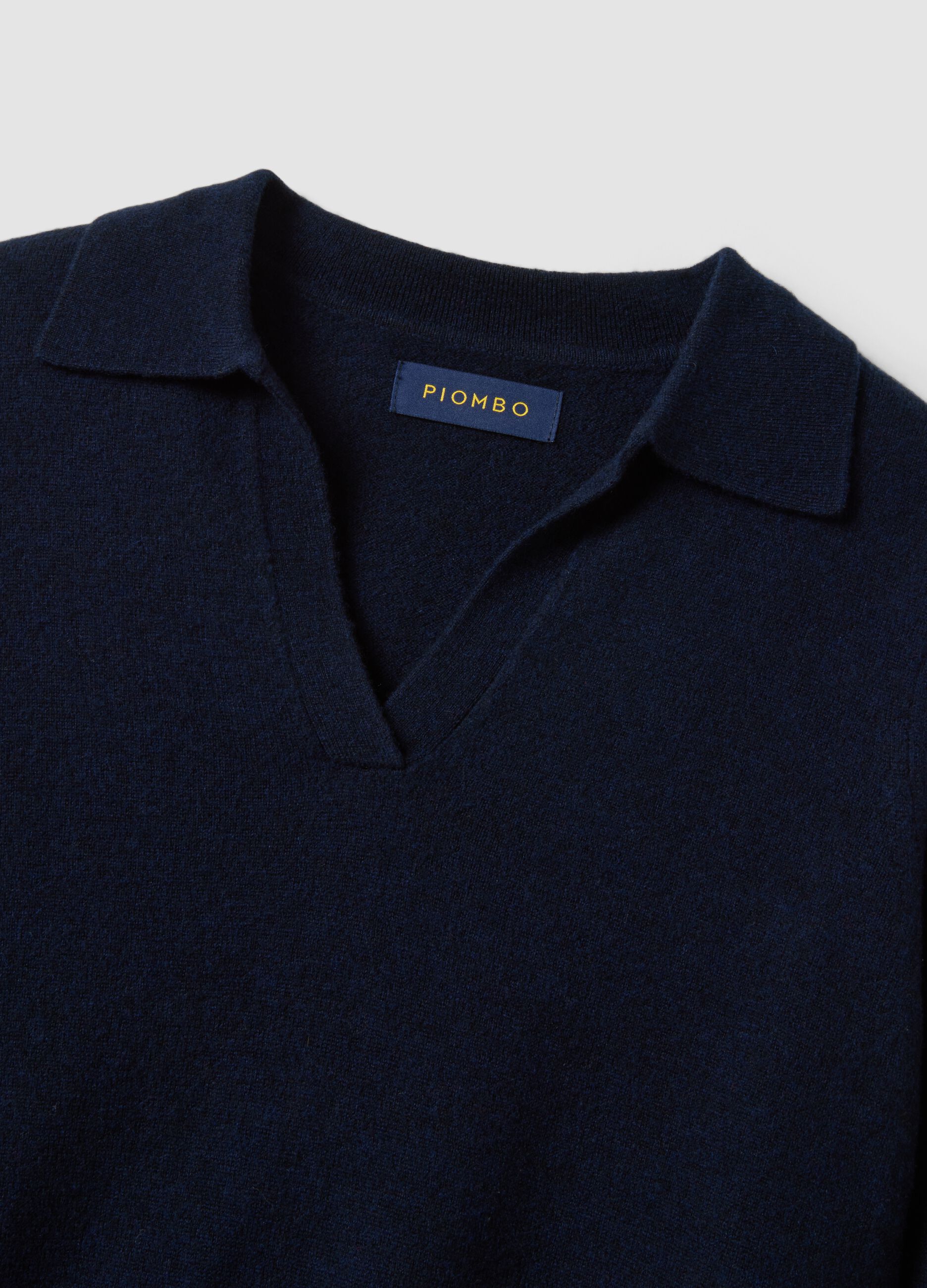 Blue pure wool polo-collar jumper