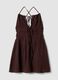 Brown pure cotton mini dress with thin straps, regular fit_4