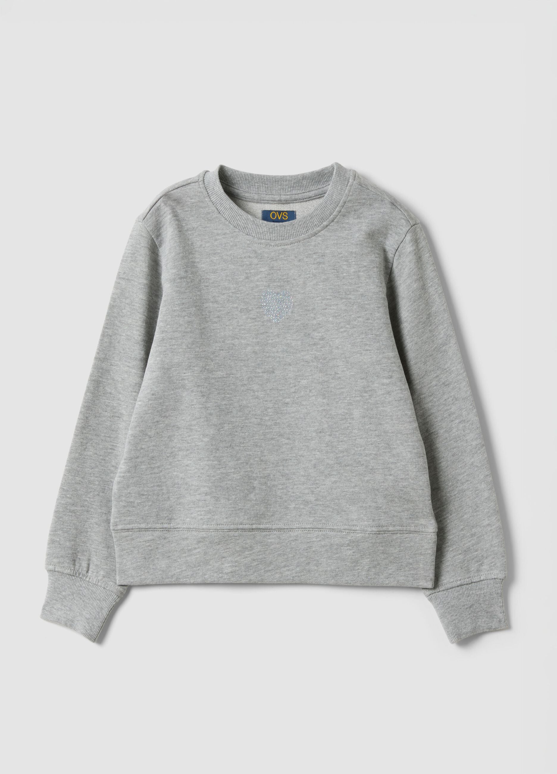 Grey pure cotton girls&rsquo; crew-neck sweatshirt with bow