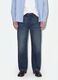 Blue pure-cotton flared denim jeans_1