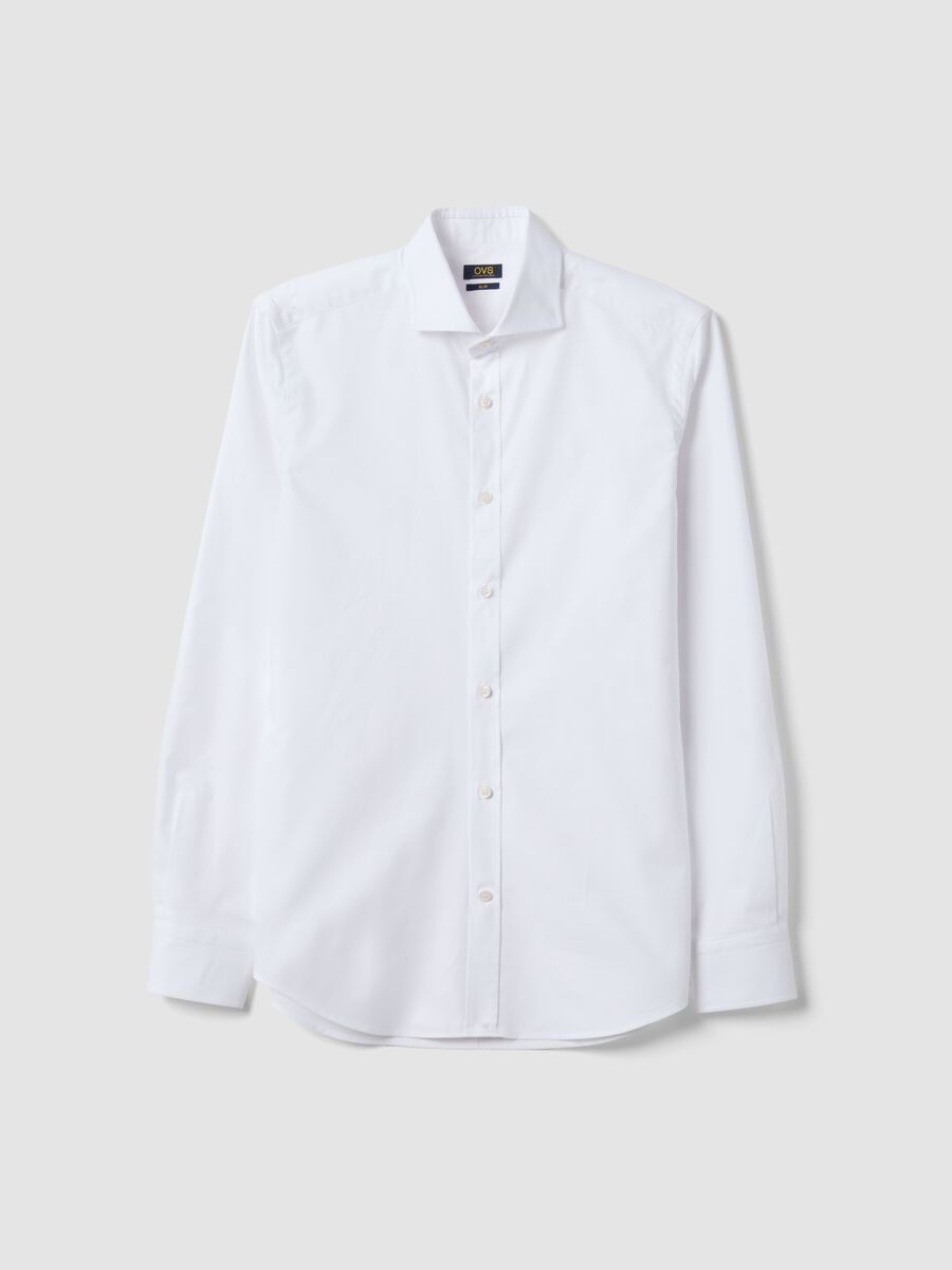 White slim-fit Oxford shirt in pure cotton_0