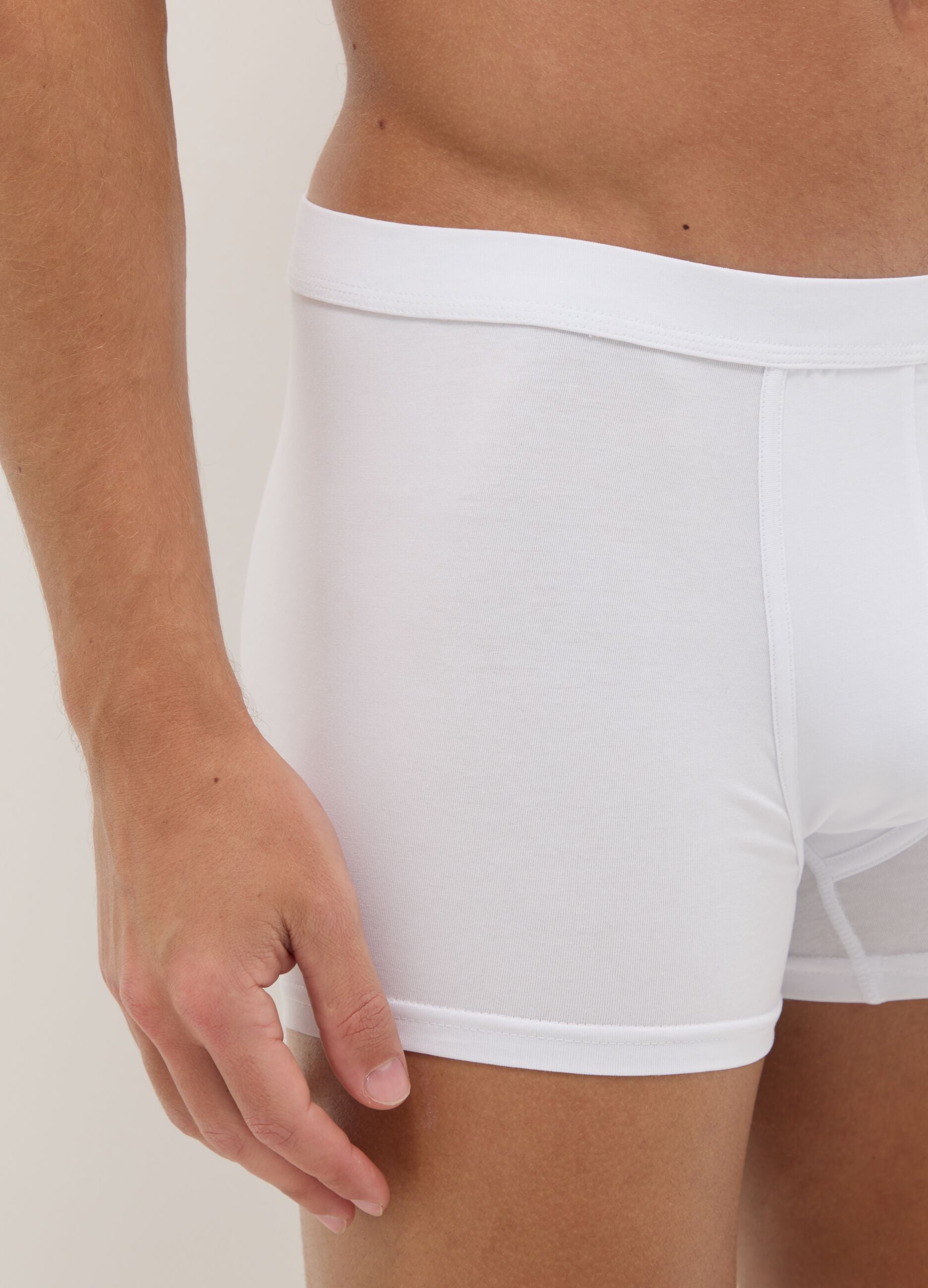 Twin-pack of white boxer shorts in stretch cotton, regular fit
