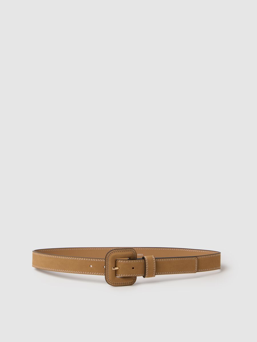 Cintura beige con fibbia quadrata_0