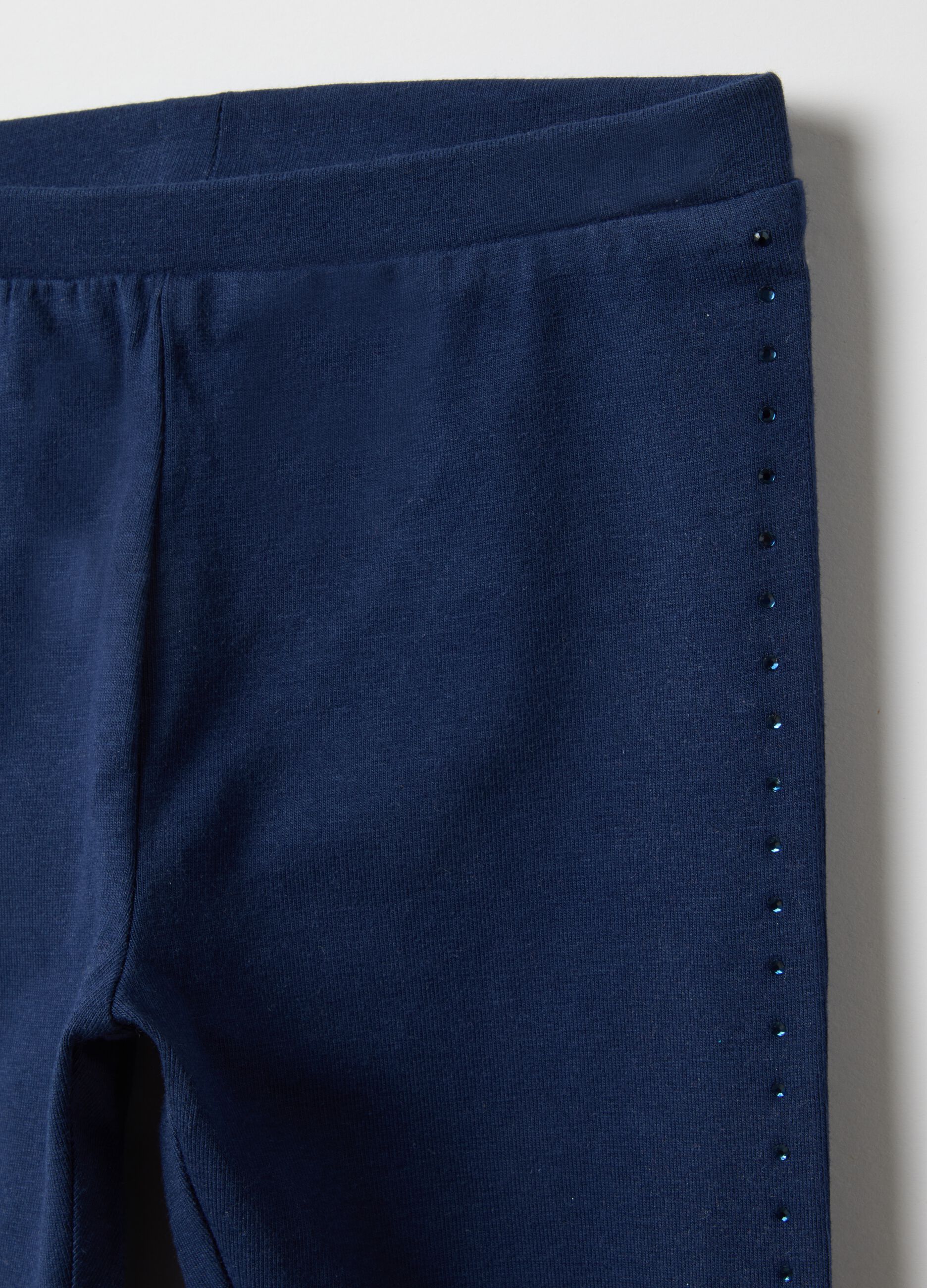 Girls' Slim Fit Blue Stretch Cotton Leggings