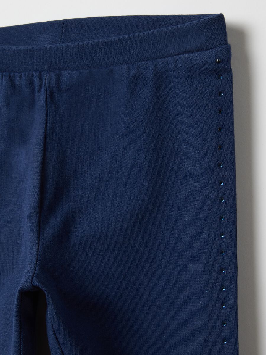 Leggings in cotone elasticizzato blu da bimba slim fit_2