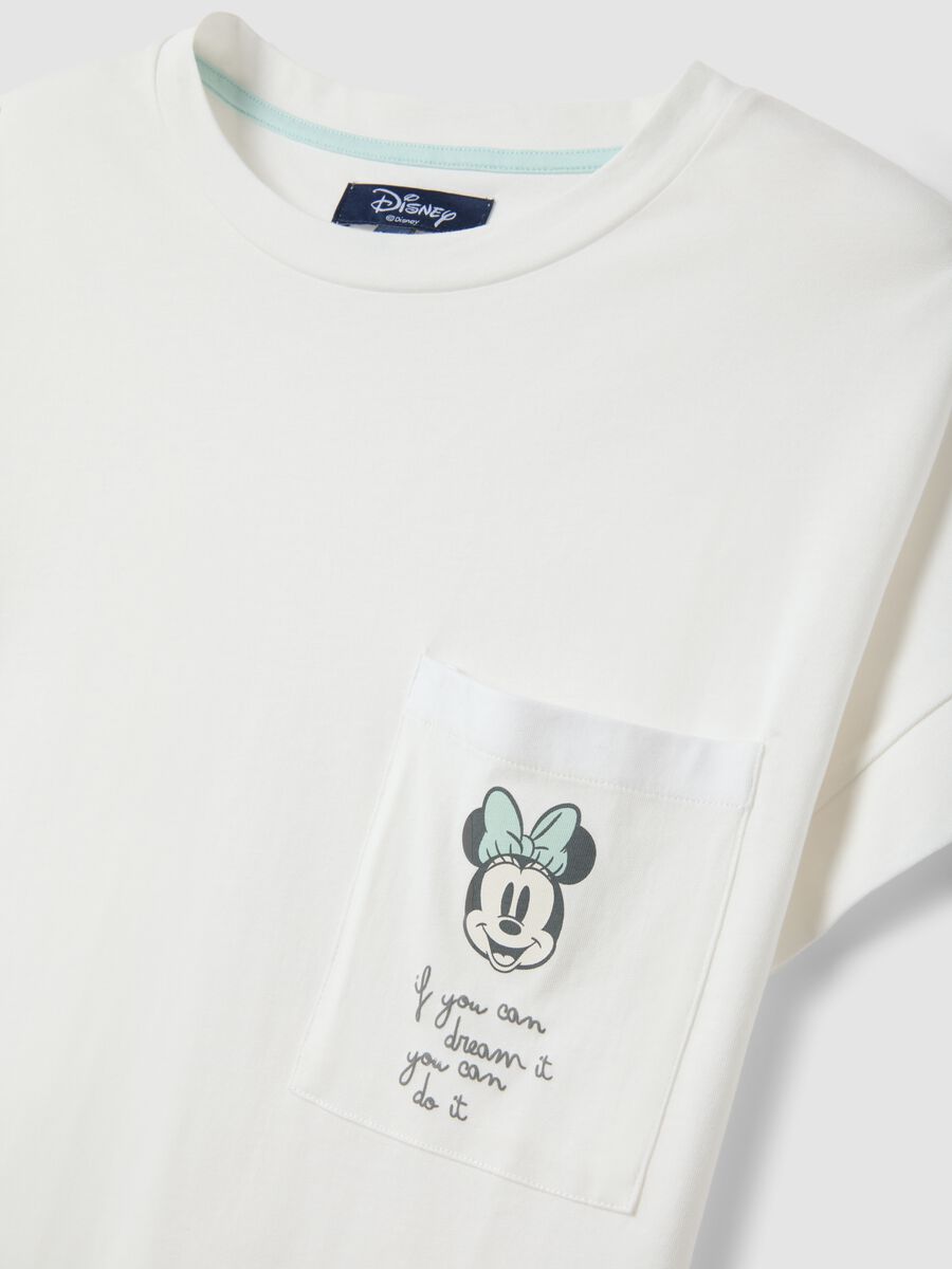 Camicia da notte bianca in puro cotone organico con stampa Minnie_6