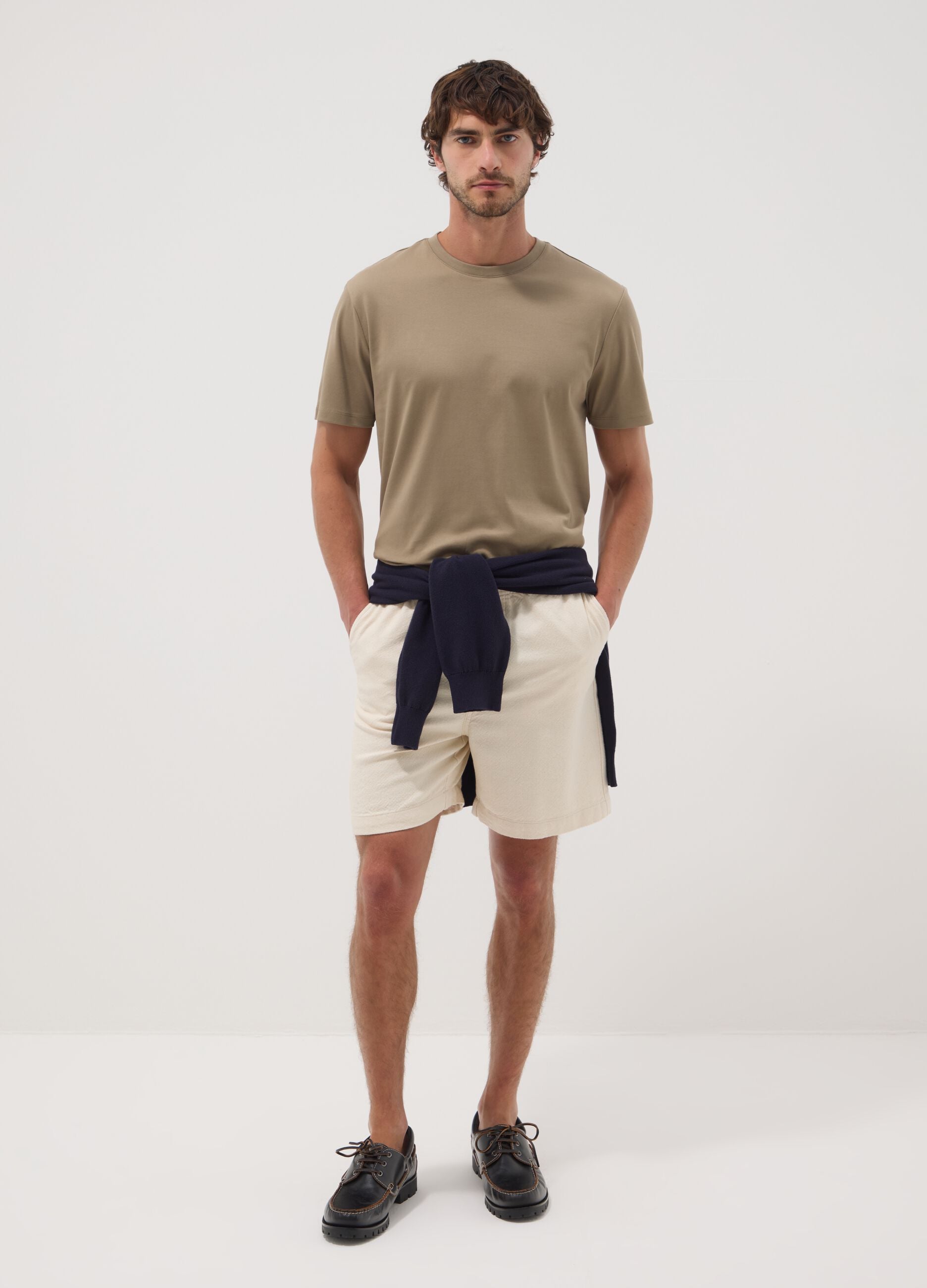 White cotton chino Bermuda shorts
