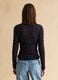 Blue stretch cotton blend regular fit top with lace_3