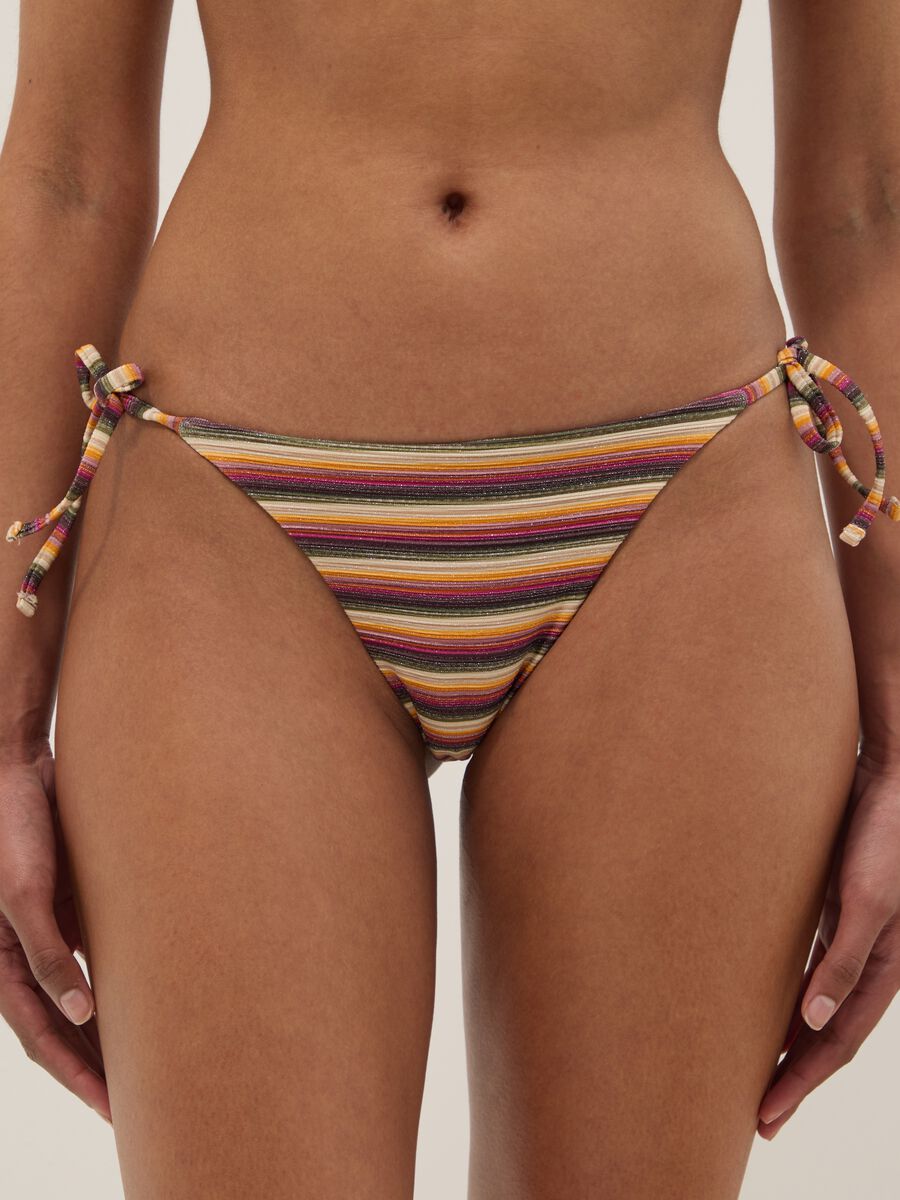 Multicolour striped stretch bikini bottoms_2