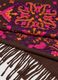 Brown viscose-blend scarf with embroidery and fringes_1