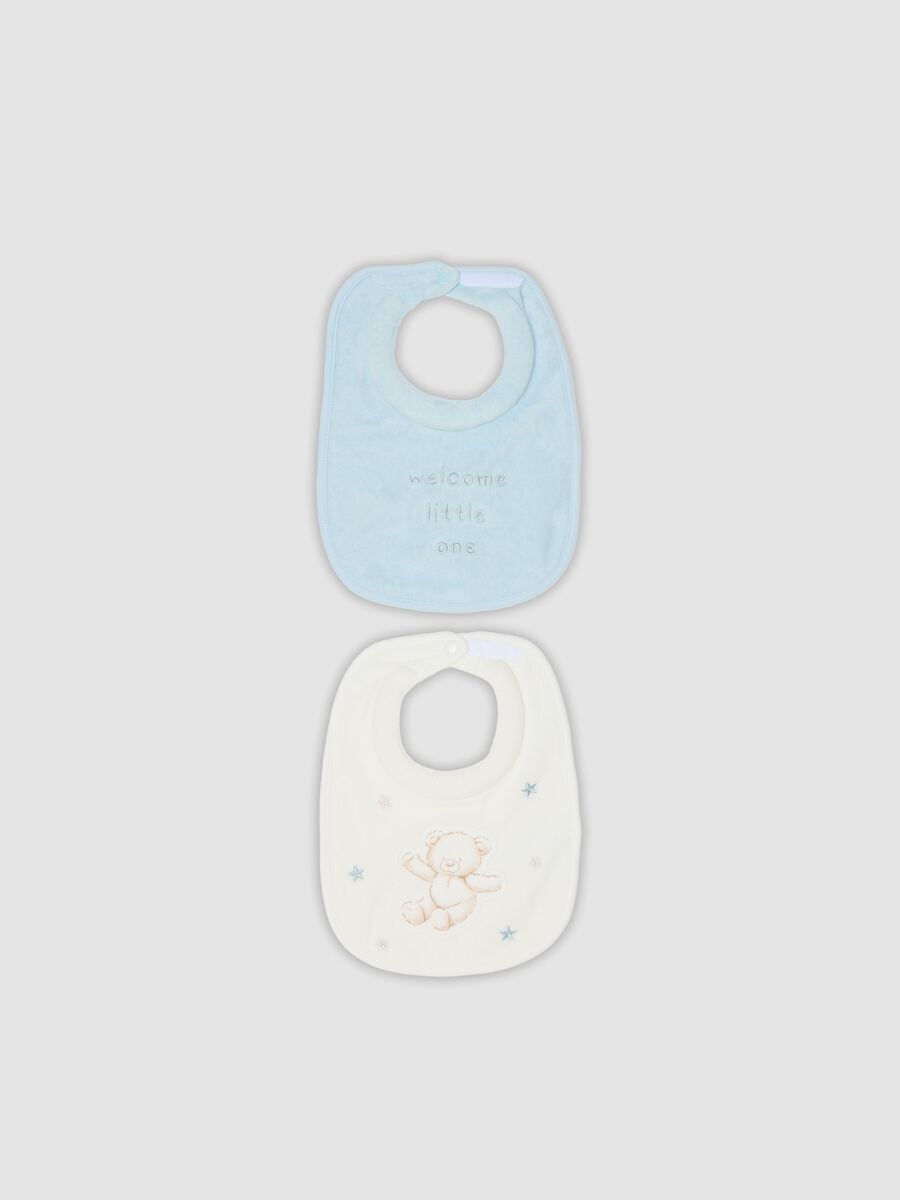 Twin pack of blue and white organic cotton baby bibs_0