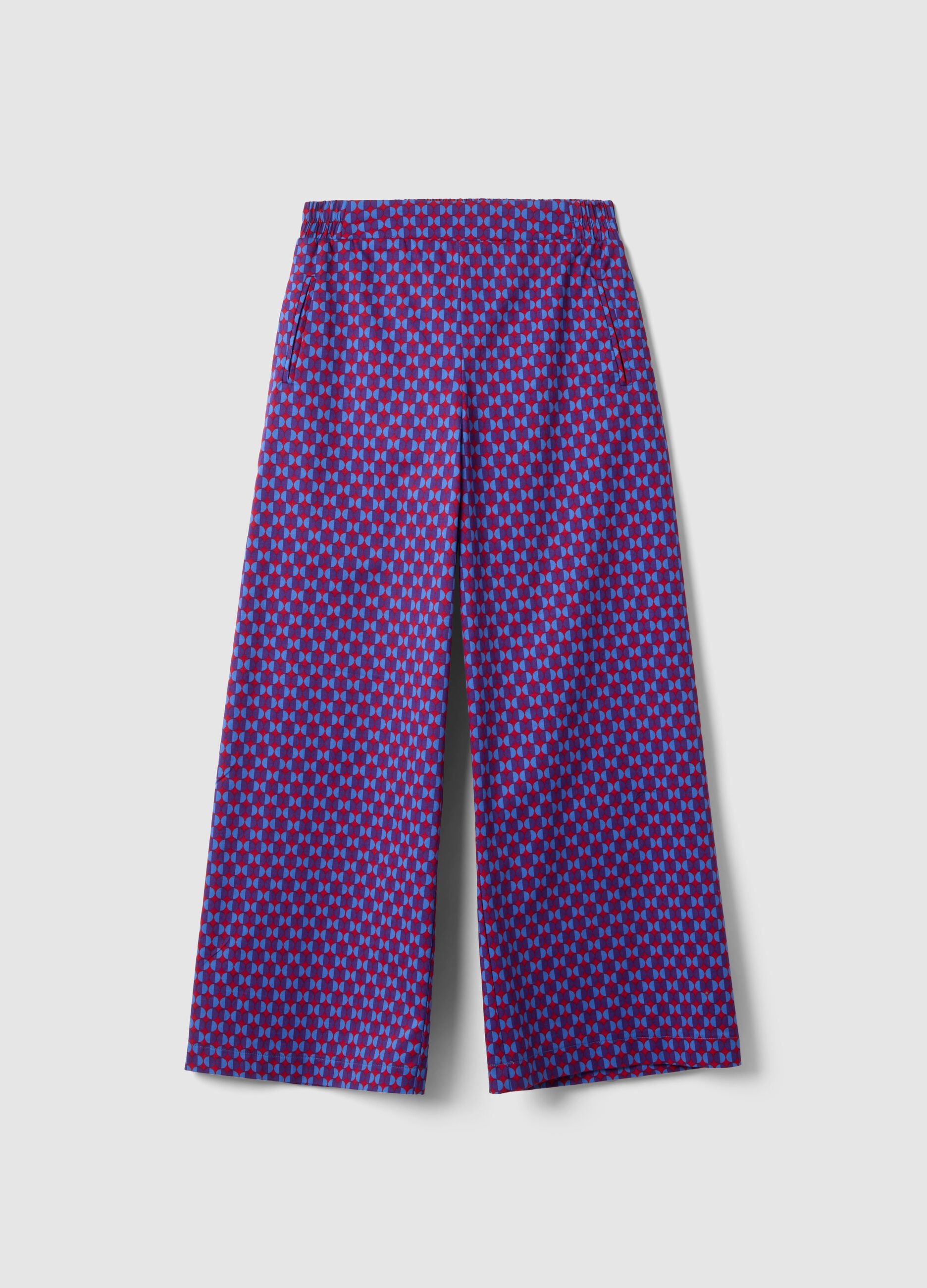 Multicoloured regular fit stretch cotton trousers with print
