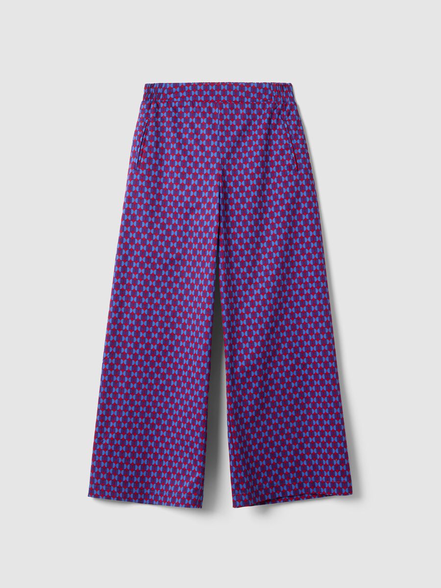 Pantaloni in cotone elasticizzato multicolor regular fit con fantasia_4