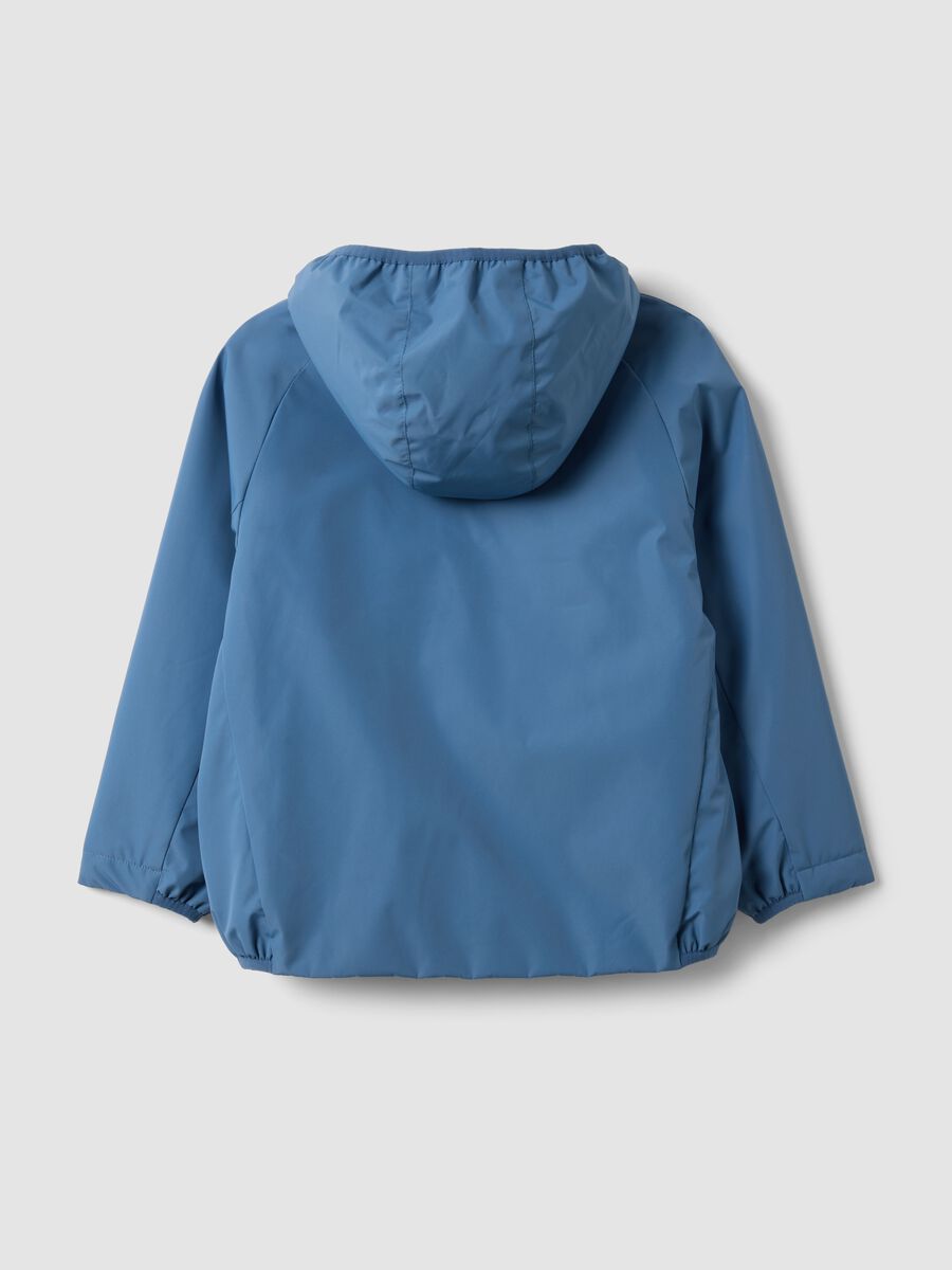 Blue kids&rsquo; rain jacket with hood and zip_1