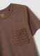 Brown pure cotton regular-fit T-shirt with embroidered chest pocket_5