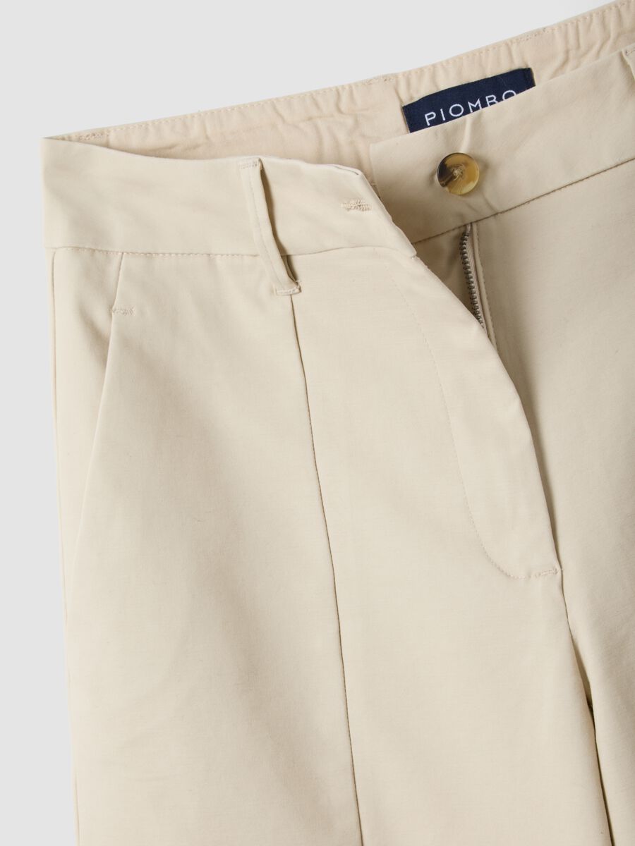 Beige flared stretch cotton trousers_5