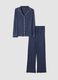 Regular fit blue viscose pyjamas with V-neck_4
