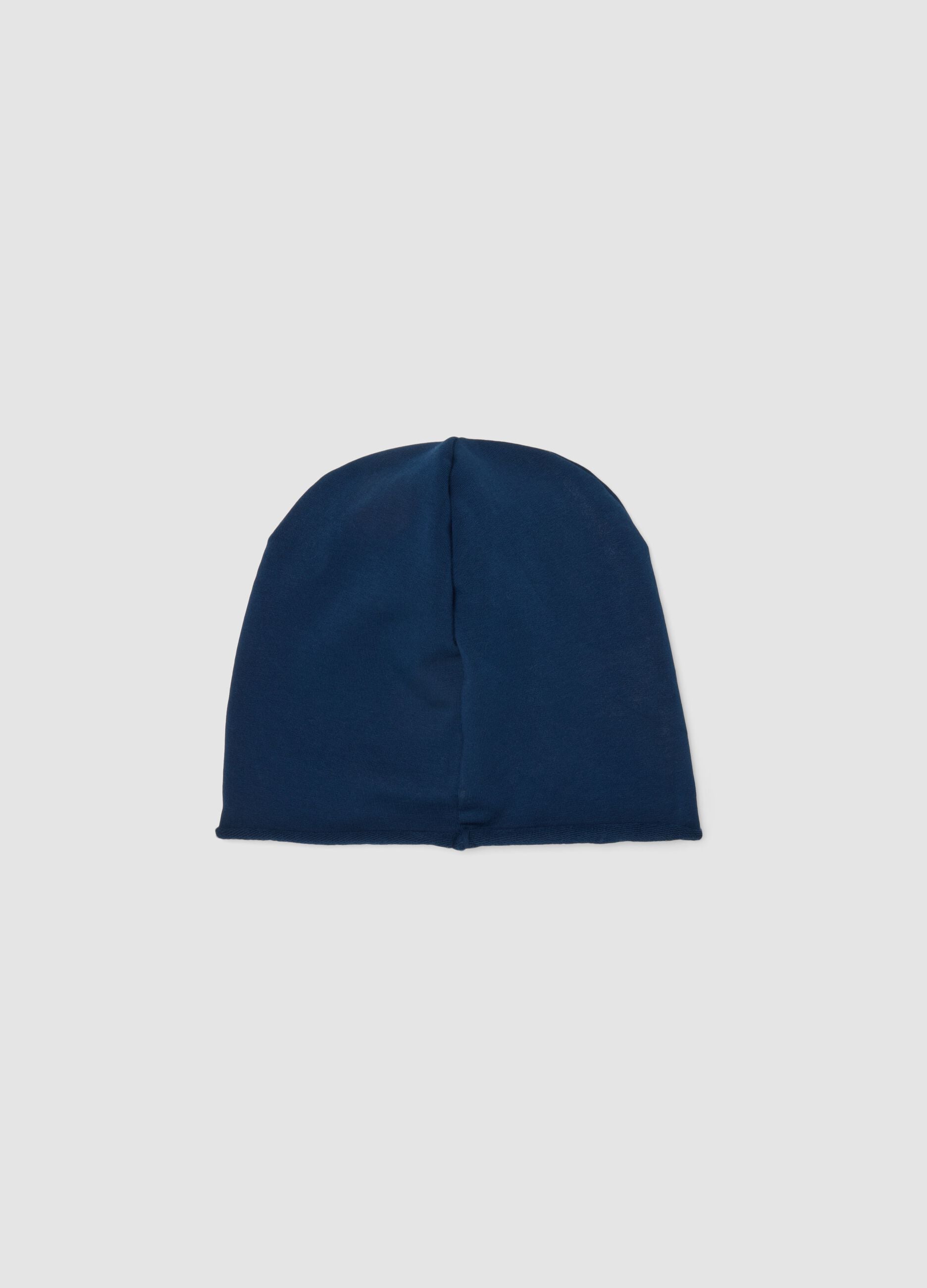 Blue stretchy organic cotton hat with Mickey prints for baby boy