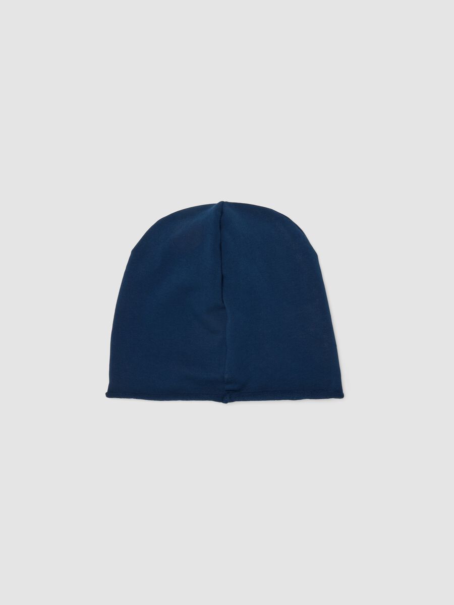 Blue stretchy organic cotton hat with Mickey prints for baby boy_1