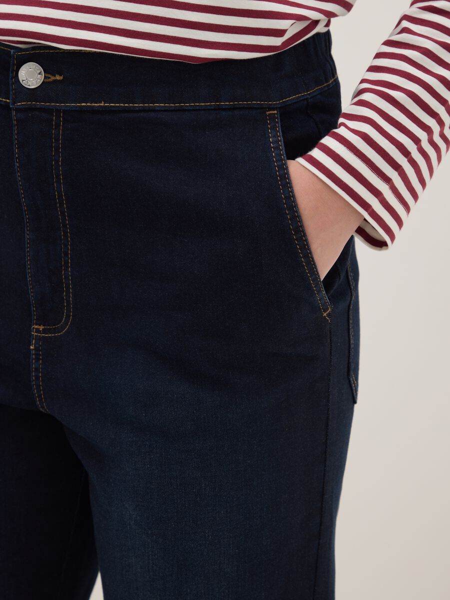 Jeans wide leg in cotone elasticizzato blu_3