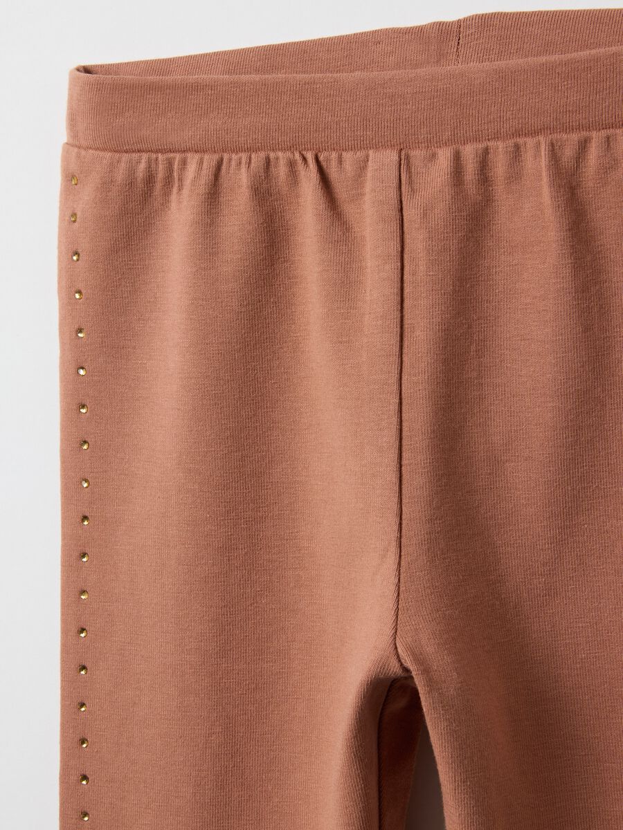 Leggings in cotone elasticizzato arancione da bimba slim fit_2