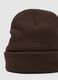 Brown jersey knit beanie with turn-up cuff_2