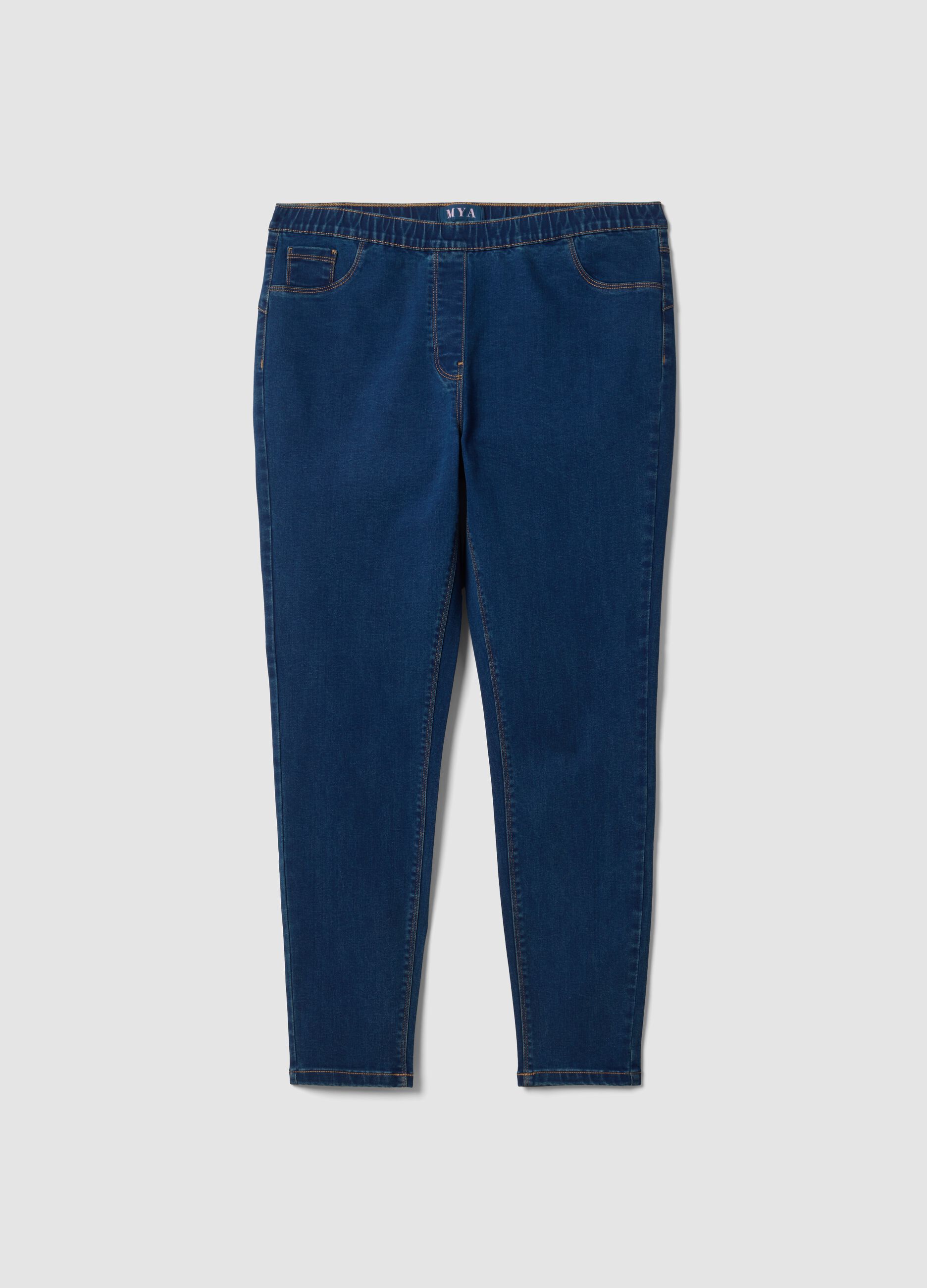 Blue skinny jeggings in stretch cotton and viscose